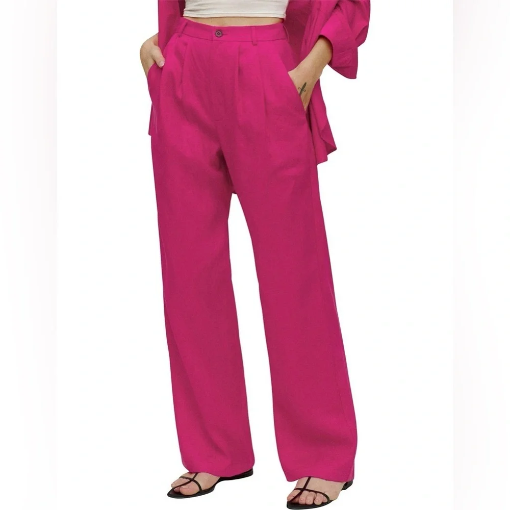 New! Reformation Vesta Fuchsia Pink Wide-Leg Pants 💖 size 0 NWT!